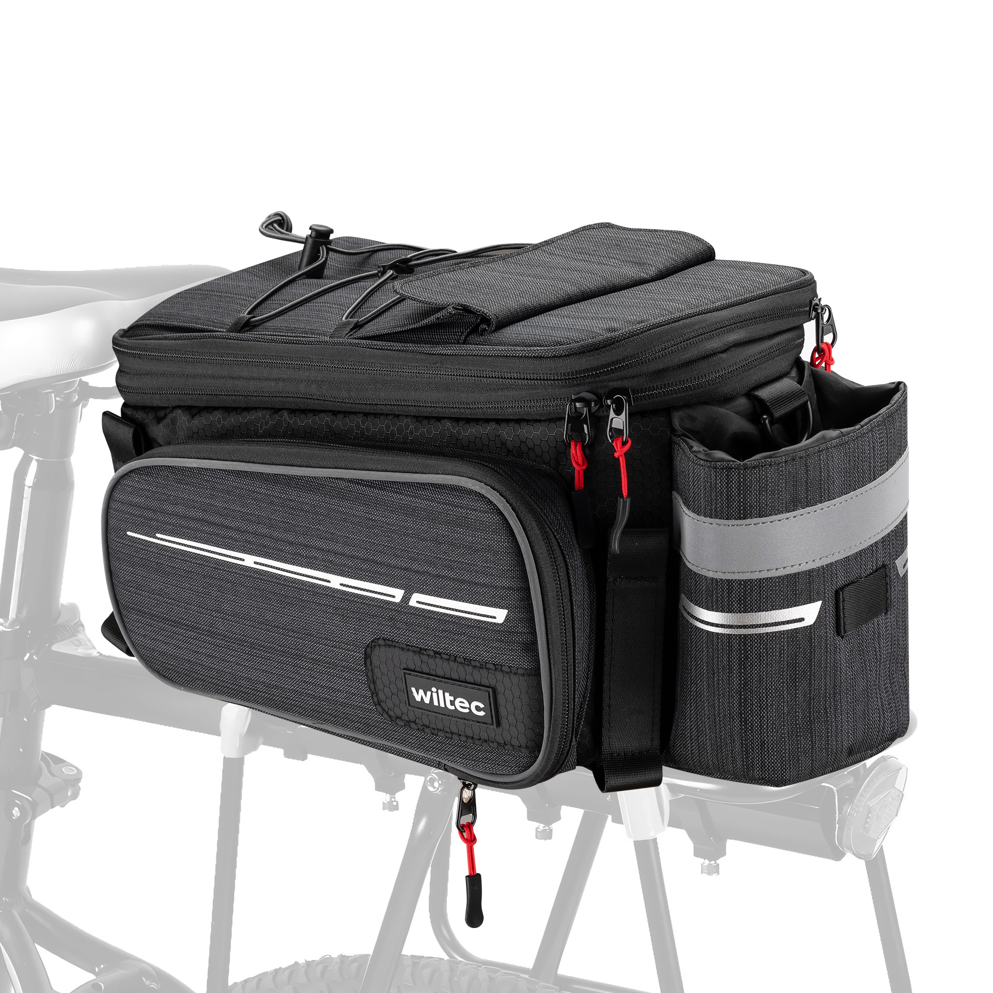 bolsa-bicicleta-772dog-1.jpg Wiltec Bolsa para bicicleta 20 L negra resistente al agua extensible con múltiples compartimento para portátil y con correa para llevarla al hombro ... - Imagen 1