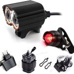LUZ Bicicletas Linterna LáMPARA para Bicicletas Bici 2X LED Frontal para Manillar de Bicicleta (2 focos, 5000 Lumens, 4 Modos) con 2 x Luz Luces Lámpara Trasera para Bici Bicicleta : Amazon.es:
