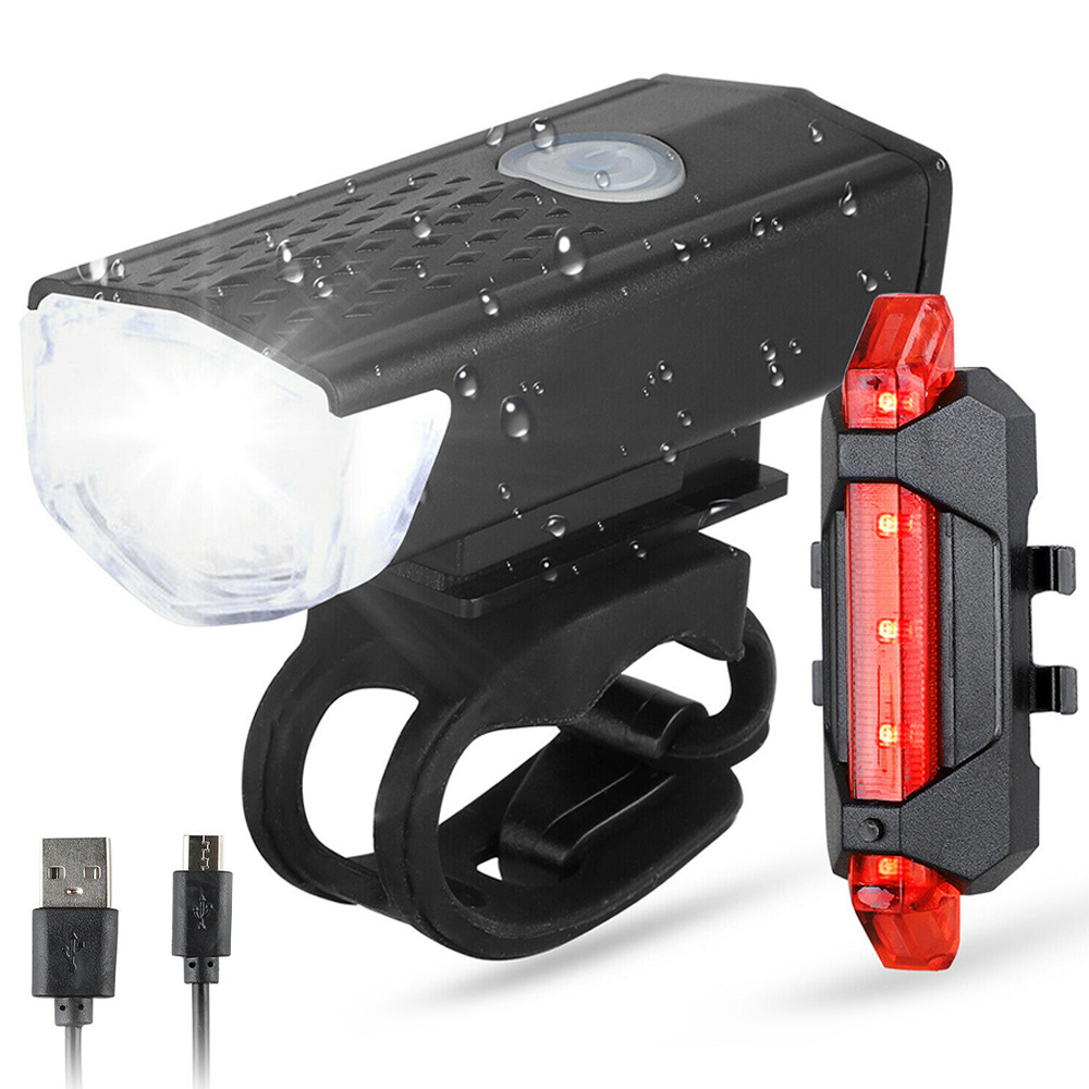 luces-de-bicicleta-403krk-1.jpg Juego de luces LED para bicicleta delantera y trasera de la bicicleta | XME CREE LED 3W, 300lm, 3 modos de iluminación, 800mAh | 5 diodos, 7 modos de iluminación, 15 lm | INTERLOOK - Imagen 1